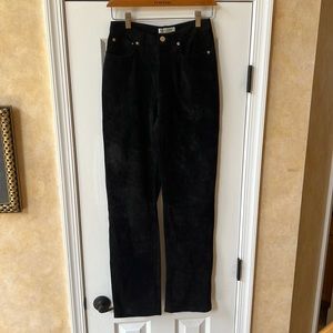 Bebe Vintage Y2K Black Genuine Suede Boot Cut Pants Mid Rise Sz 6